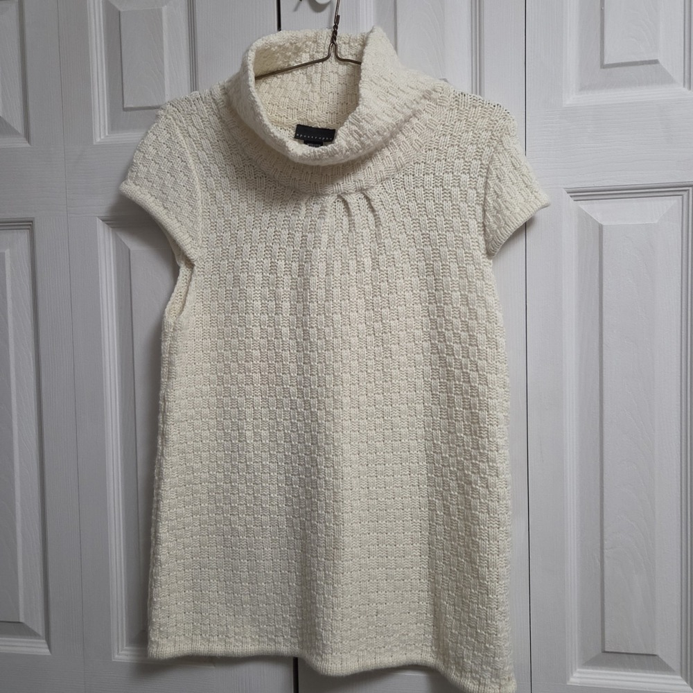 Vintage Apostrophe Womens L White Weave Turtle Neck Sweater Coquette Y2K Holiday